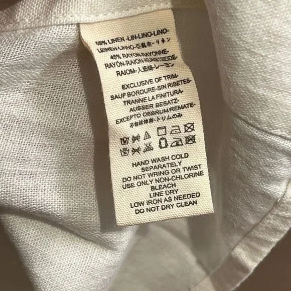 Free People Top Women’s XS Cream Linen Blend V Neck Layer Lagenlook Boho‎ Ecru - Picture 6 of 8